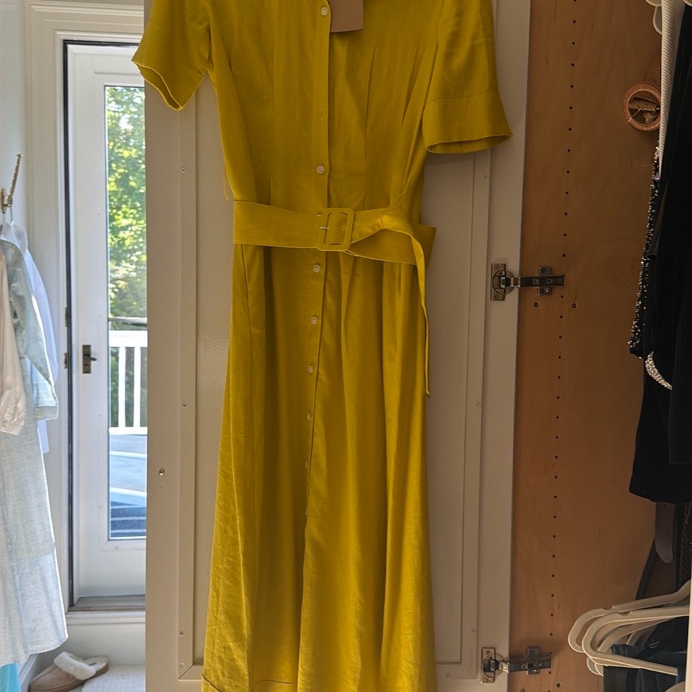 Yellow Button-Front Shirt Dress - Women's